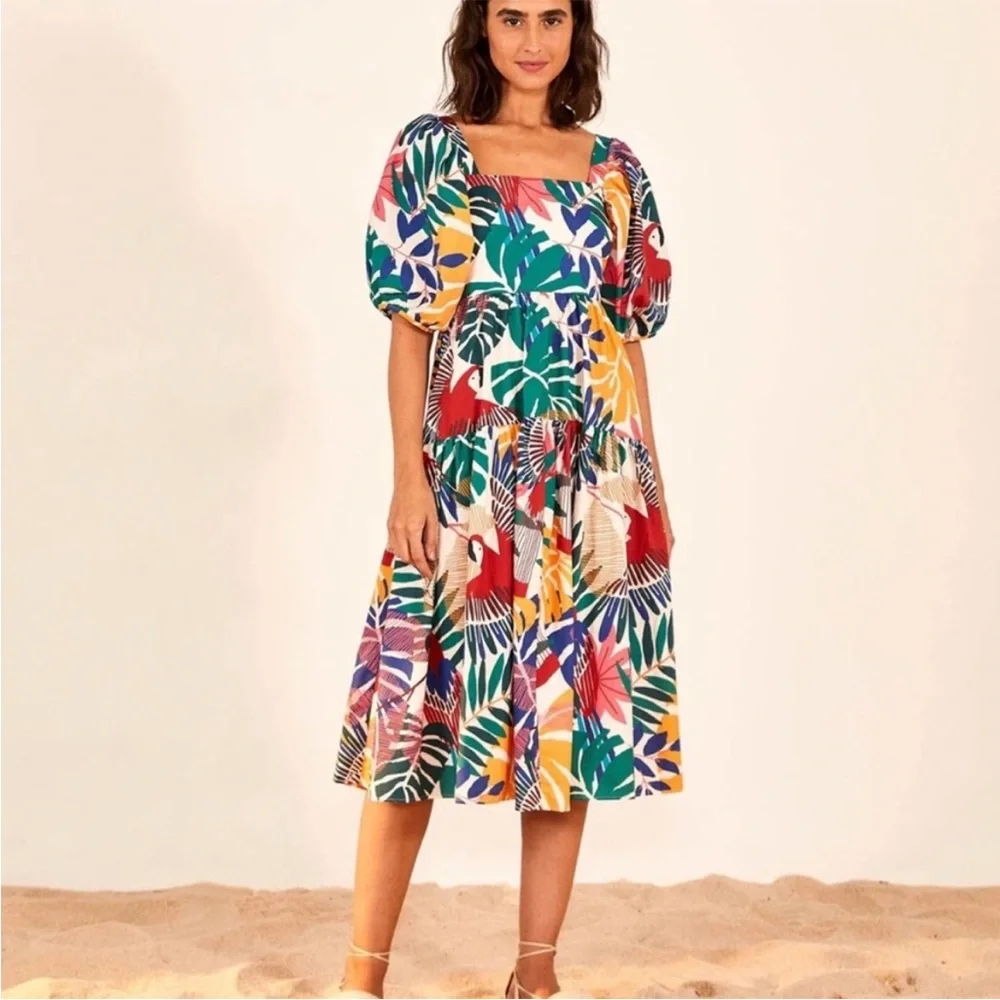 NWT Farm Rio Macaw Midi Dress Small - Picture 2 of 12